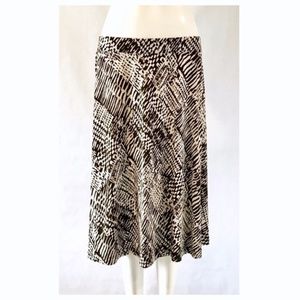 Laura Ashley Brown Off-White Graphic Pattern Skirt